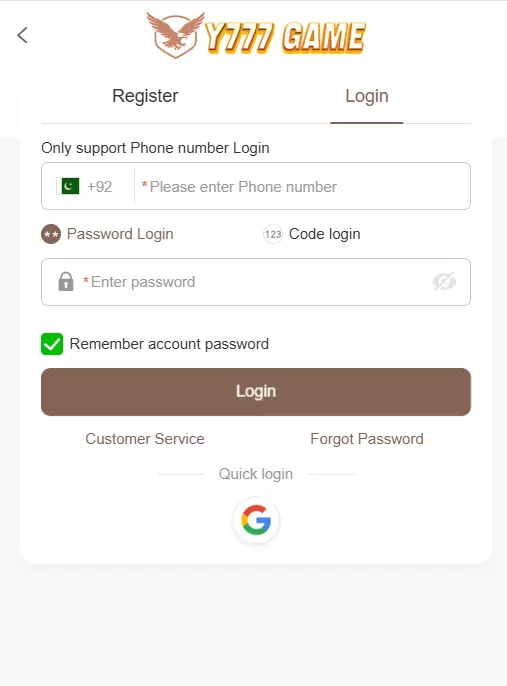 Y777 Login App (Real Earning Game) in Pakistan