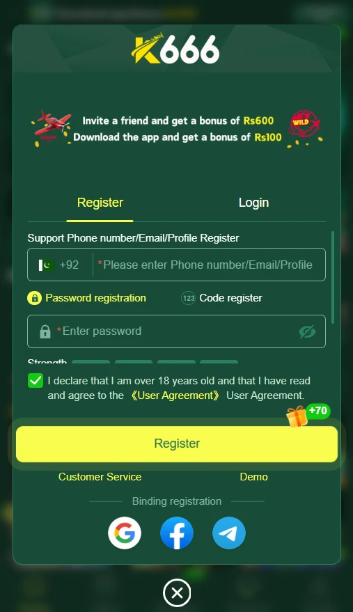 666K Login & Register